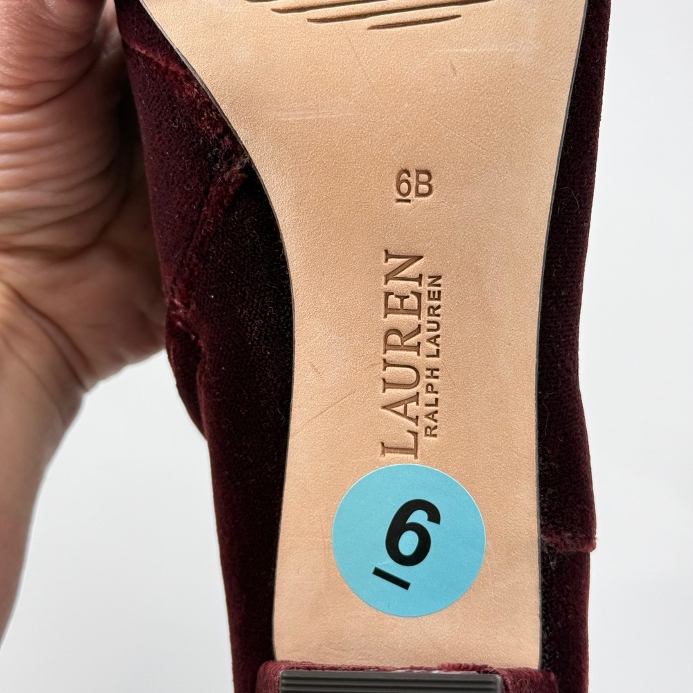 Lauren Ralph Lauren Willa Velvet Bootie Ankle Boots Zipper Burgundy Size 6 NEW - Picture 6 of 13